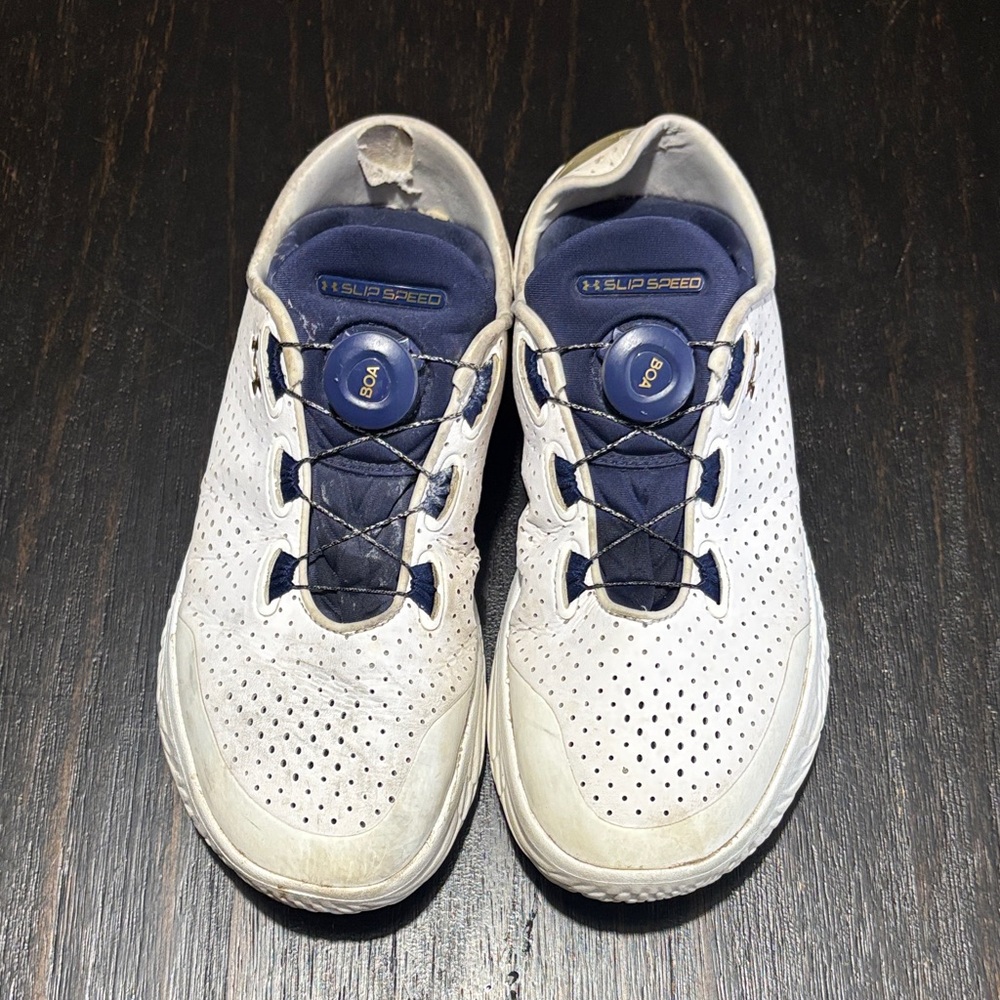 White and Navy Athletic Shoes Under Armour